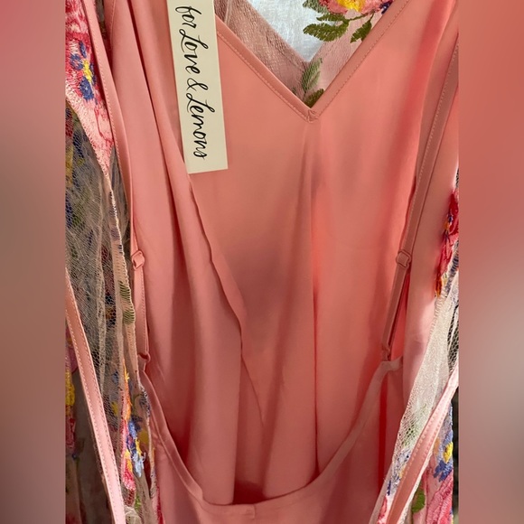For Love & Lemons NWT Pink Percy Mini Sheer Dress with Appliqué Flowers Boho - Picture 12 of 14